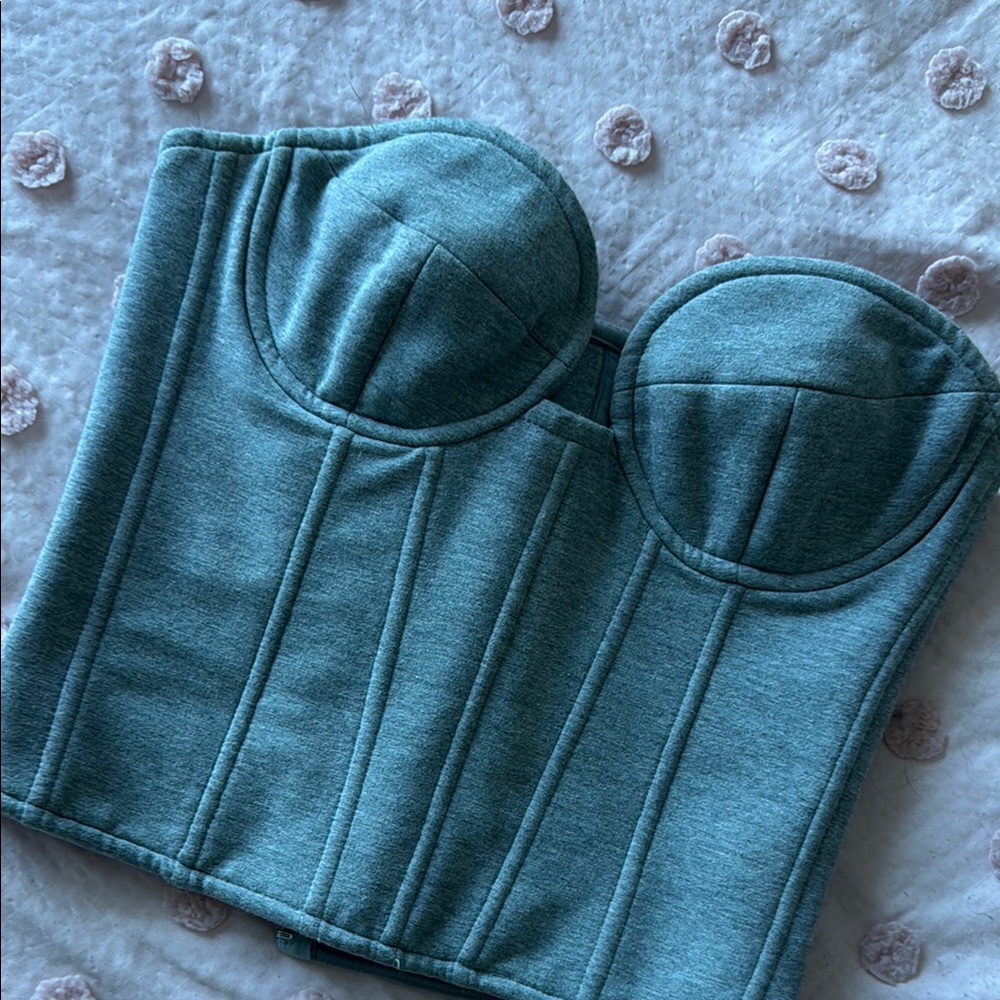 Teal Strapless Bustier Top